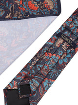 Grey Floral Printed Necktie & Pocket Square Giftset - TOSSIDO