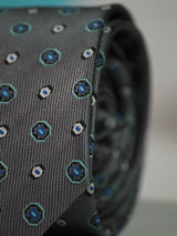 Grey Geometric Skinny Necktie - TOSSIDO
