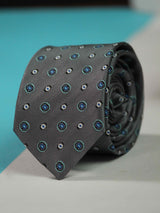 Grey Geometric Skinny Necktie - TOSSIDO