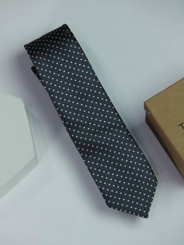 Grey Polka Skinny Necktie - TOSSIDO