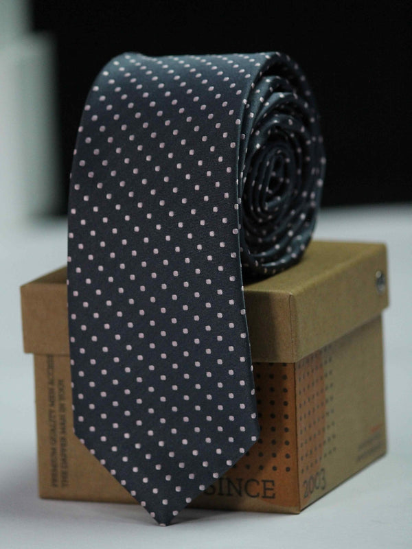 Grey Polka Skinny Necktie - TOSSIDO