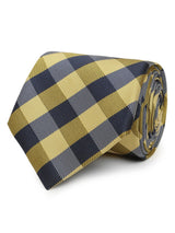 Multicolor check necktie in woven microfiber, close-up