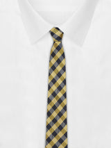 Multicolor check necktie in woven microfiber, tied view