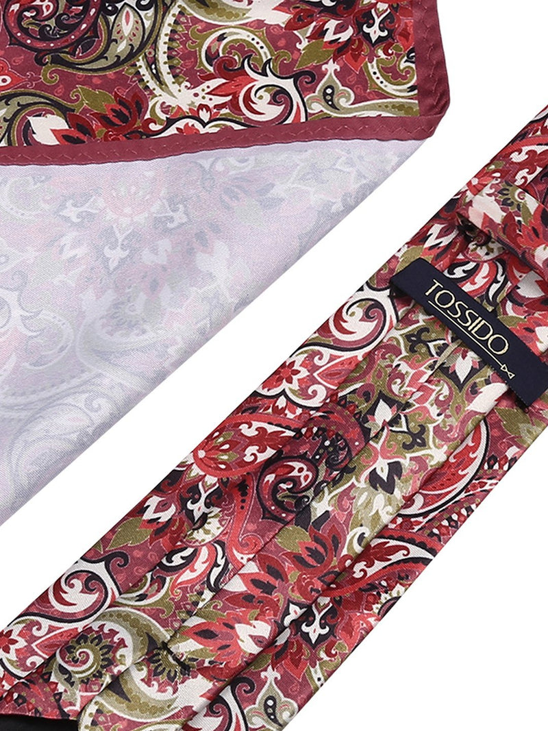 Multicolor Paisley Necktie & pocket square giftset - TOSSIDO
