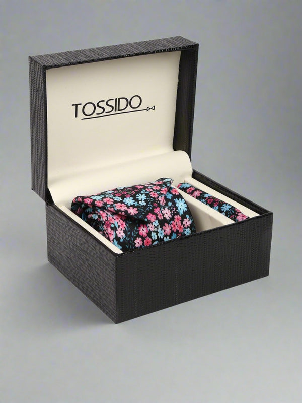 Floral Printed Necktie & Pocket Square Giftset