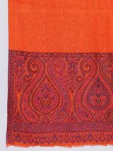 Orange self design with woven border Modal Stole - TOSSIDO