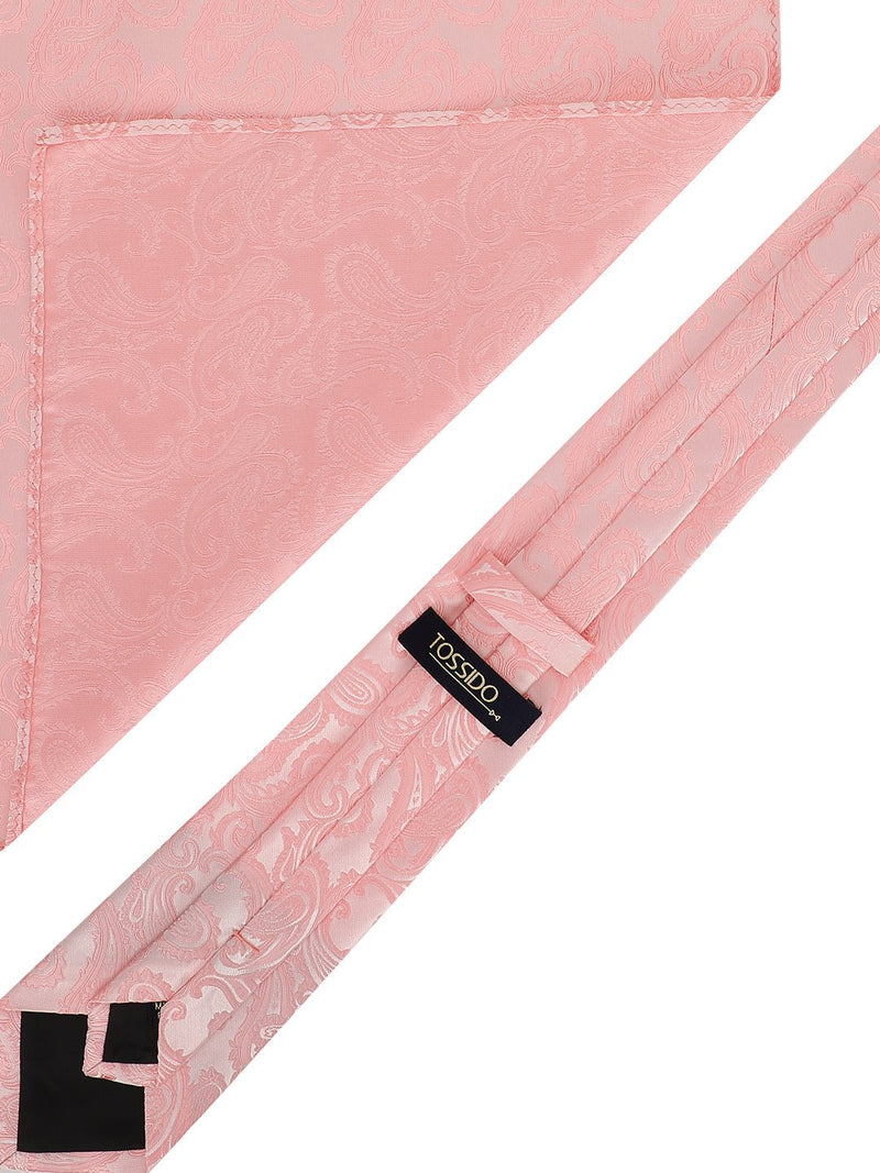 Peach Paisley Necktie & Pocket Square Giftset - TOSSIDO
