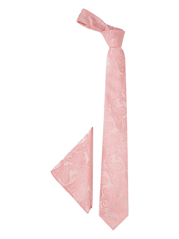Peach Paisley Necktie & Pocket Square Giftset - TOSSIDO