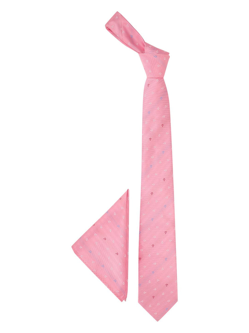 Pink Anchor Necktie & Pocket Square Giftset - TOSSIDO