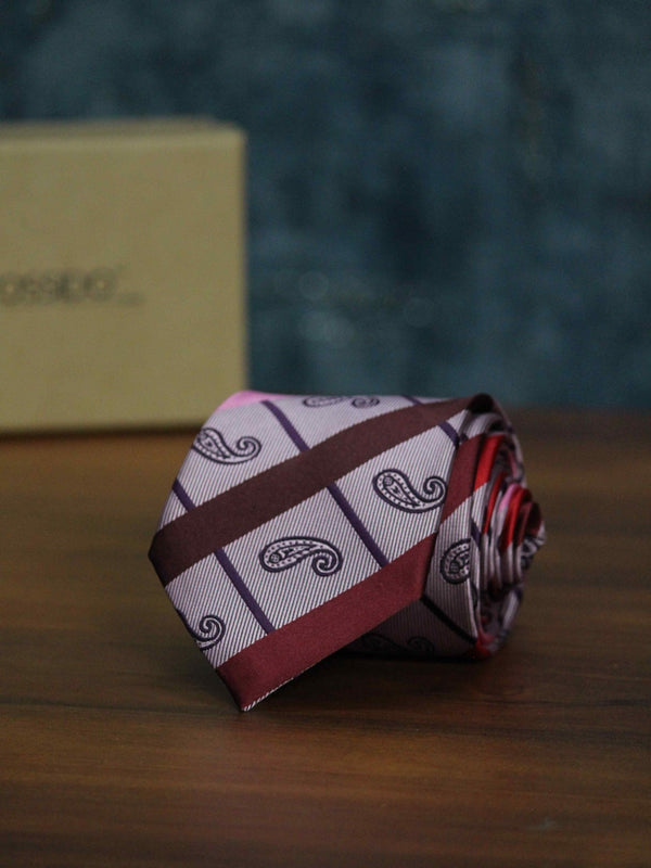 Pink Paisley Woven Necktie - TOSSIDO