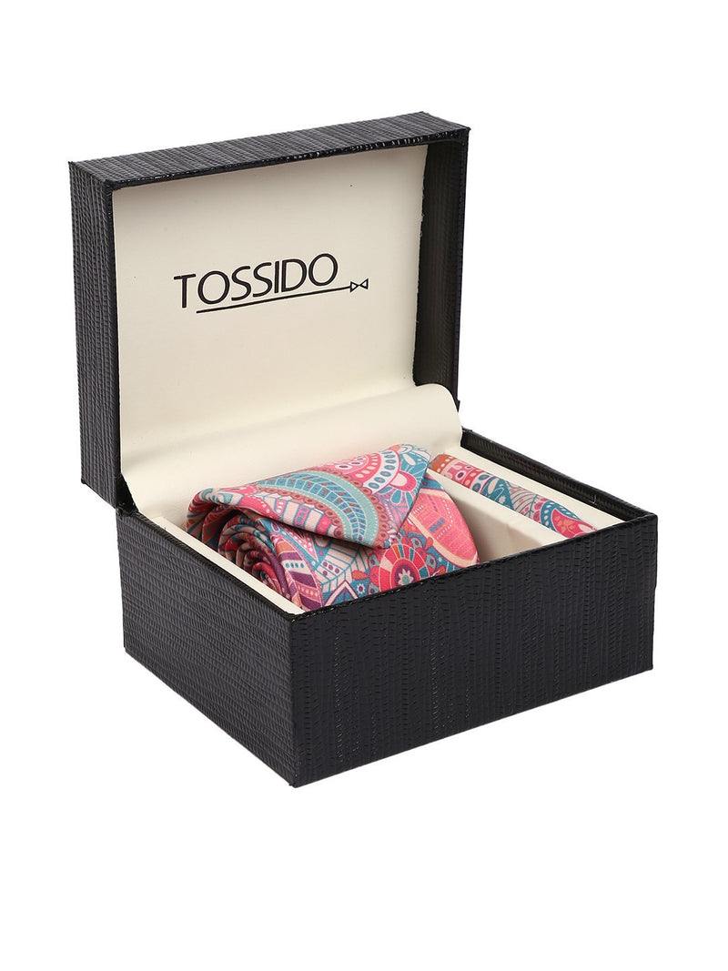 Pink Papisley Necktie & pocket square giftset - TOSSIDO