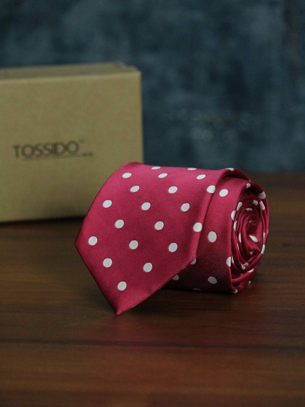Pink Polka Woven Necktie - TOSSIDO