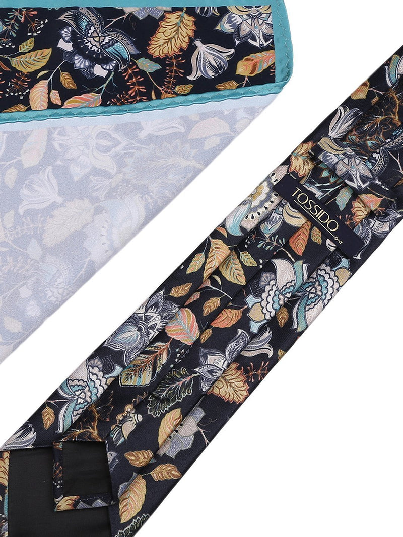 Printed Floral Necktie & Pocket Square Giftset - TOSSIDO