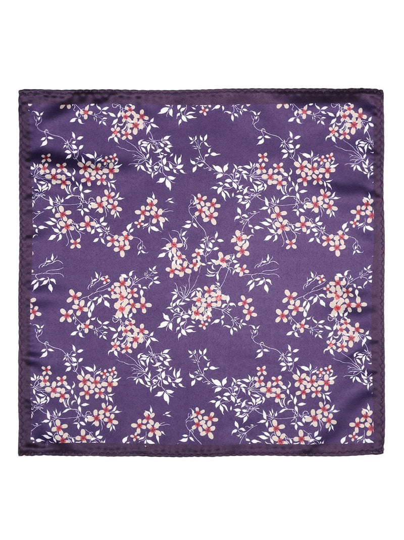 Purple Base Printed Necktie & Pocket Square Set - TOSSIDO