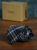 Purple & Black Check Woven Necktie - TOSSIDO