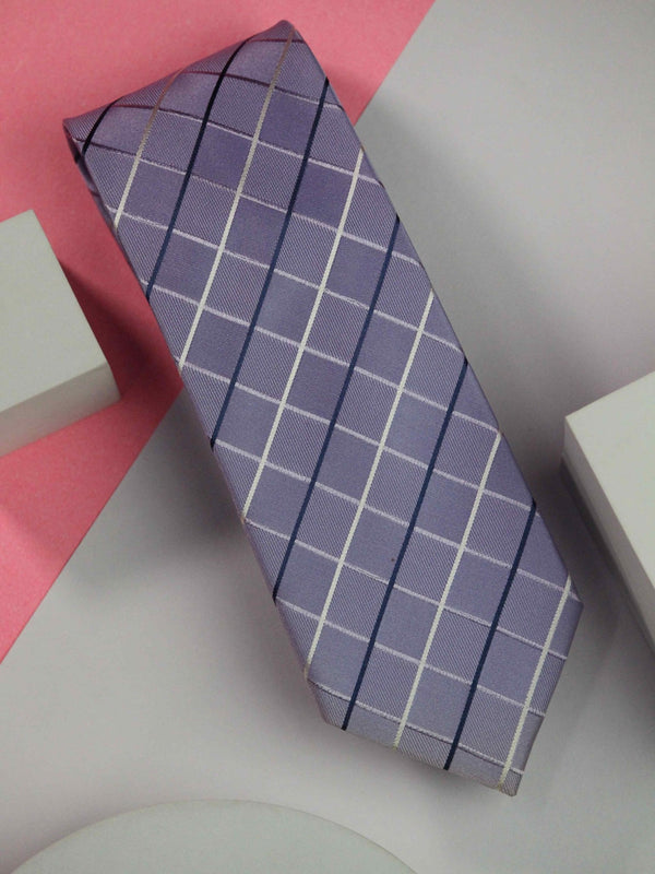Purple Check Handmade Silk Necktie - TOSSIDO
