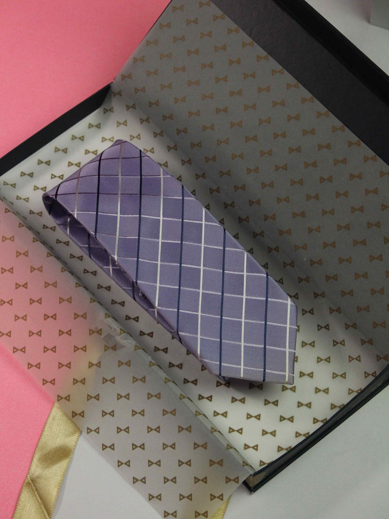 Purple Check Handmade Silk Necktie - TOSSIDO