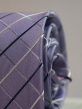 Purple Check Handmade Silk Necktie - TOSSIDO