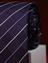 Purple Checks Handmade Silk Necktie - TOSSIDO