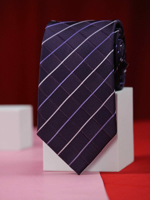 Purple Checks Handmade Silk Necktie - TOSSIDO