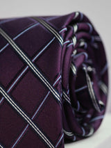 Purple Checks Handmade Silk Necktie - TOSSIDO