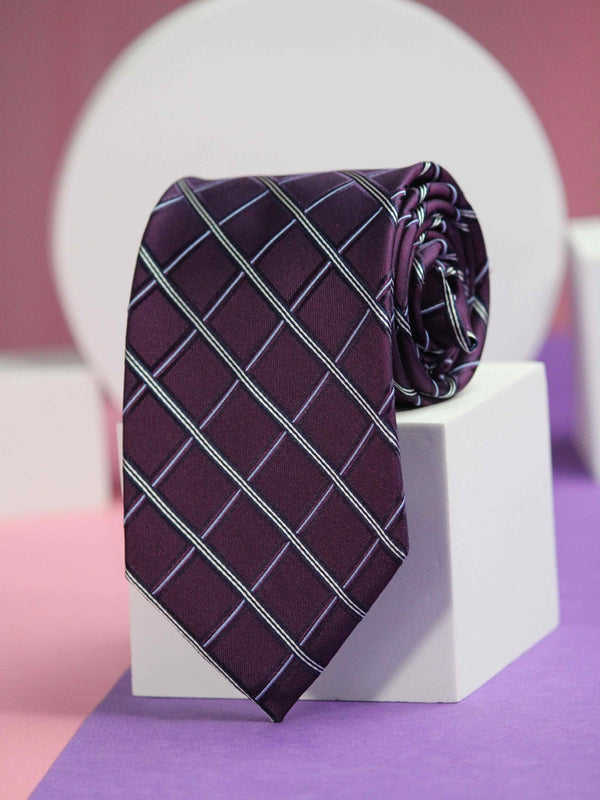 Purple Checks Handmade Silk Necktie - TOSSIDO