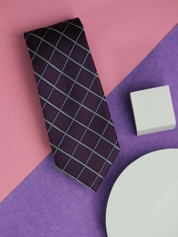 Purple Checks Handmade Silk Necktie - TOSSIDO