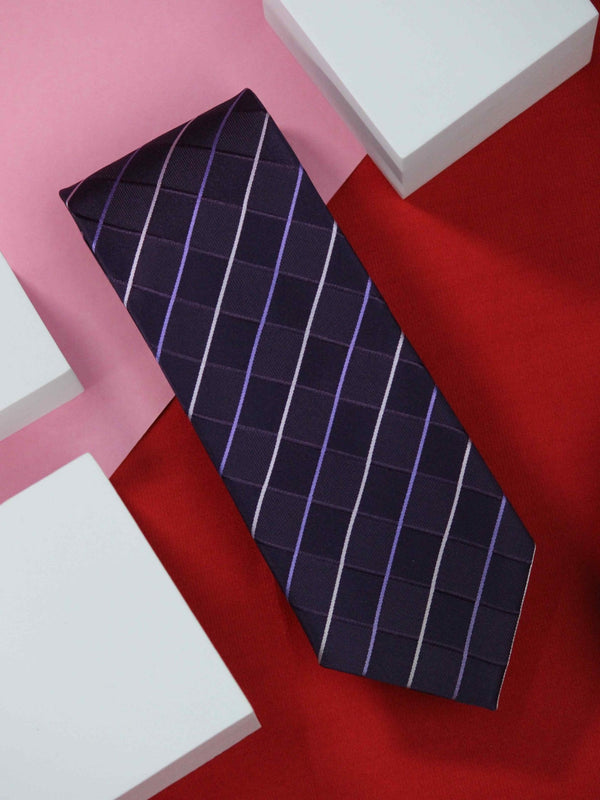 Purple Checks Handmade Silk Necktie - TOSSIDO