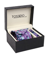 Purple Floral Necktie & Pocket Square Giftset - TOSSIDO