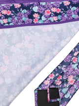 Purple Floral Printed Necktie & Pocket Square Giftset - TOSSIDO