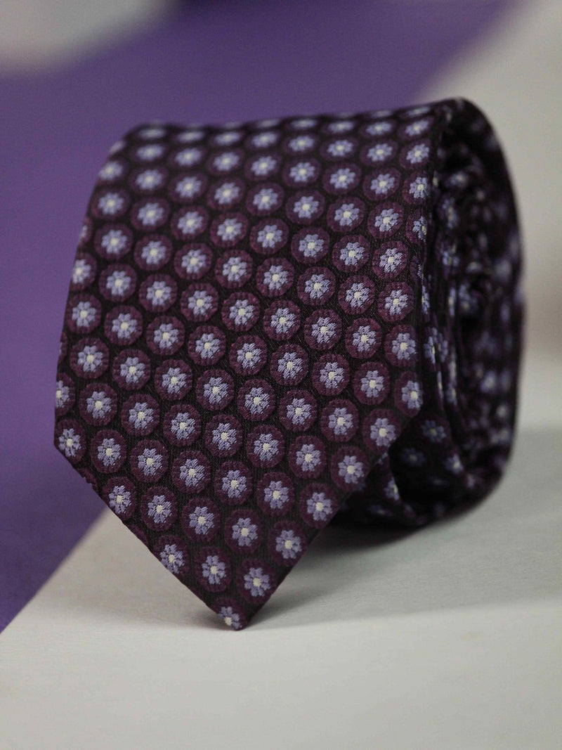 Purple Floral Skinny Necktie - TOSSIDO