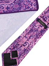 Purple Paisley Necktie & Pocket Square giftset - TOSSIDO