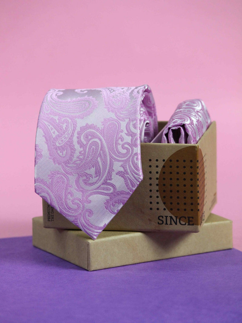 Purple Paisley Necktie & Pocket Square Giftset - TOSSIDO