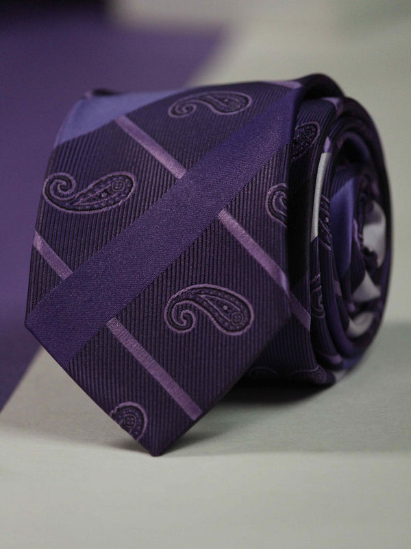 Purple Paisley Skinny Necktie - TOSSIDO