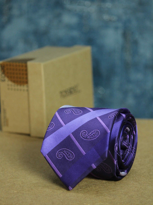 Purple Paisley Woven Necktie - TOSSIDO