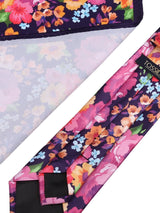 Purple Printed Floral Necktie & Pocket Square Giftset - TOSSIDO