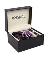 Purple Printed Necktie & Pocket Square Set - TOSSIDO