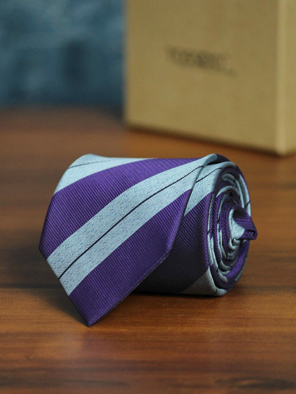 Purple Stripe Woven Necktie - TOSSIDO