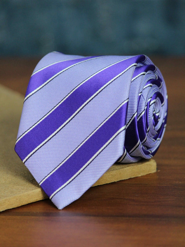 Purple Stripe Woven Necktie - TOSSIDO
