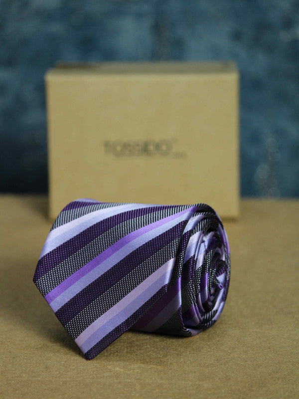 Purple Stripe Woven Necktie - TOSSIDO