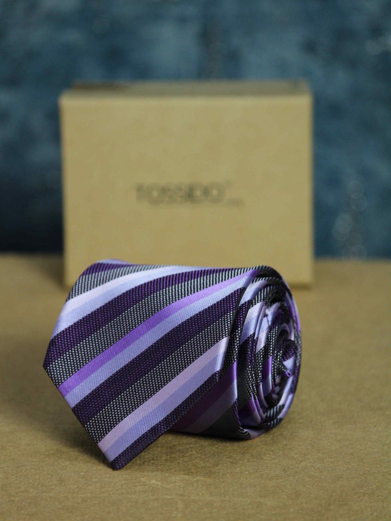 Purple Stripe Woven Necktie - TOSSIDO