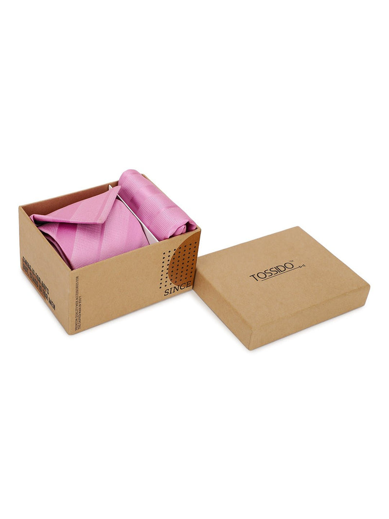 Purple Striped Necktie & Pocket Square Giftset - TOSSIDO