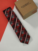 Red Check Skinny Necktie - TOSSIDO