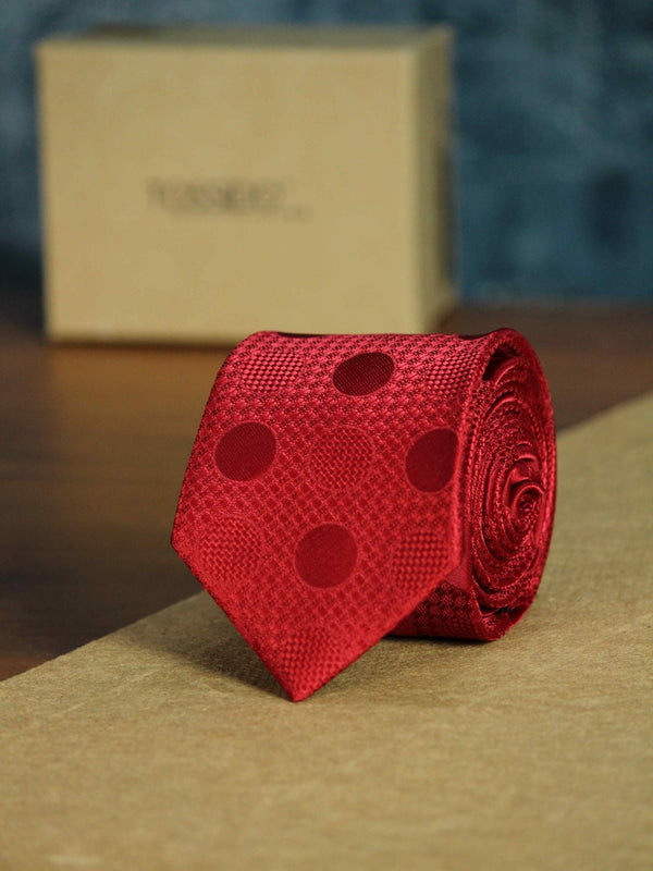 Red Geometric Woven Necktie - TOSSIDO