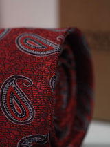 Red Paisley Skinny Necktie - TOSSIDO