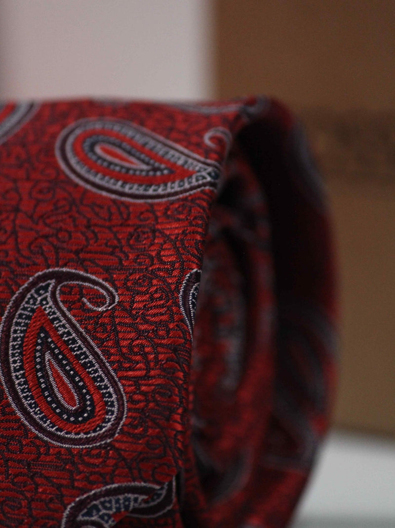 Red Paisley Skinny Necktie - TOSSIDO