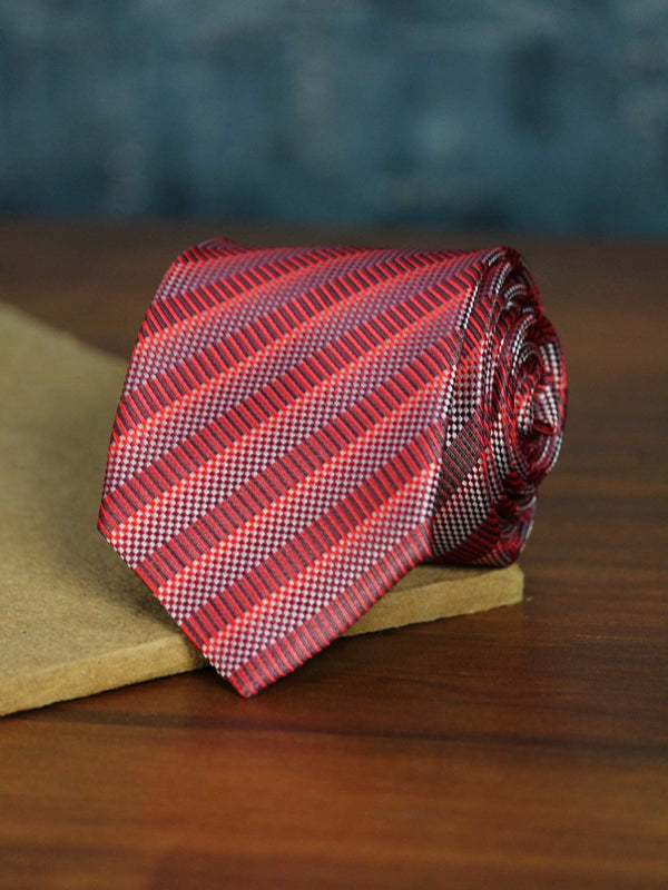 Red Stripe Woven Necktie - TOSSIDO
