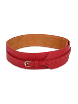 Red Vegan Leather Belt with Rose Gold Buckle - TOSSIDO