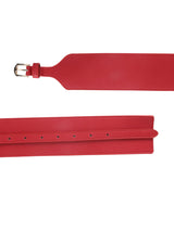 Red Vegan Leather Belt with Rose Gold Buckle - TOSSIDO