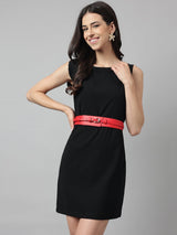 Red Women's Vegan Leather Belt and Gold Buckle - TOSSIDO